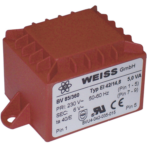 Weiss Elektrotechnik 85/361 Printtransformator 1 x 230V 1 x 9 V/AC 5 VA 556mA