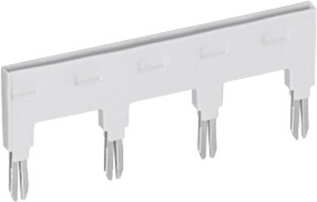 Ein weißer Kunststoffstecker mit mehreren Metallstiften zur Verbindung elektrischer Bauteile.