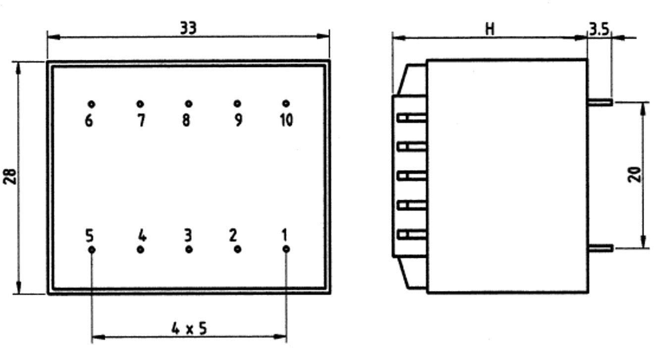 PRINTTRAFO 2,8VA 230V / 12V / 233MA