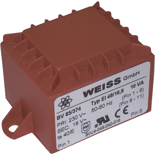 Weiss Elektrotechnik 85/374 Printtransformator 1 x 230V 1 x 18 V/AC 10 VA 556mA