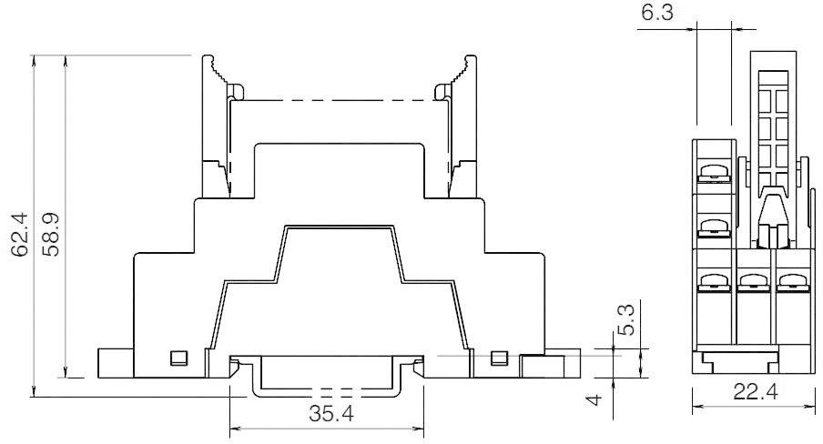Idec SF1V-4-07L Relaissockel Passend für Serie (Relais): Idec Serie RF1V (L x B x H) 75 x 22.4 x 58.9mm 1St.