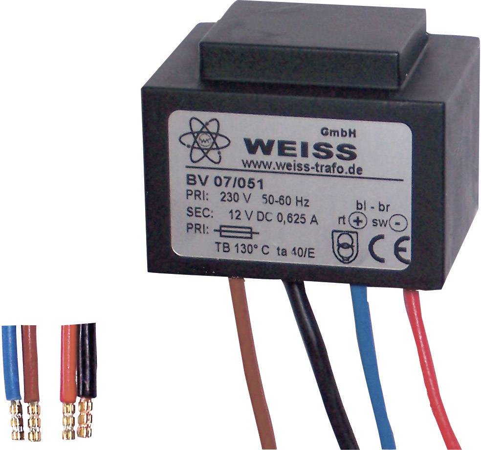 Weiss Elektrotechnik 07/053 Kompaktnetzteil Transformator 1 x 230V 1 x 8 V/AC 10 VA 1250mA