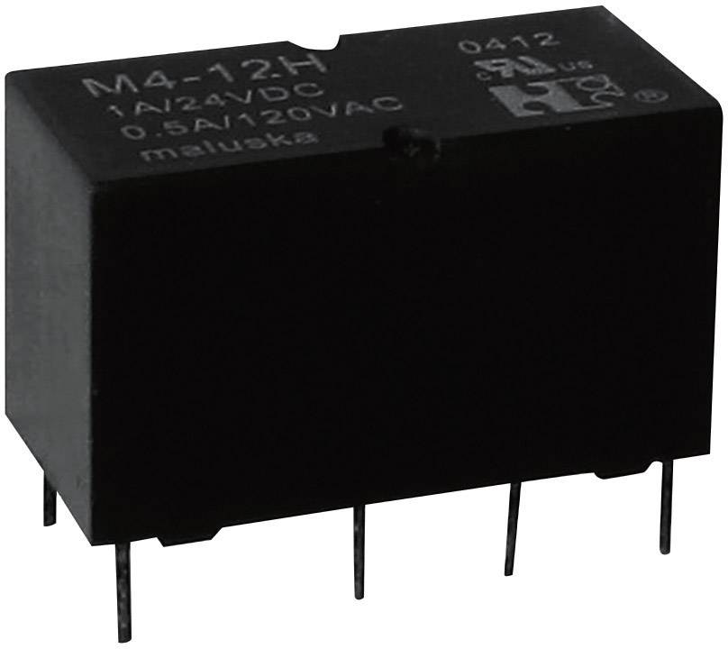 Schwarzes Relais M4-12H mit Steckpins, 1A/24VDC, 0.5A/120VAC.