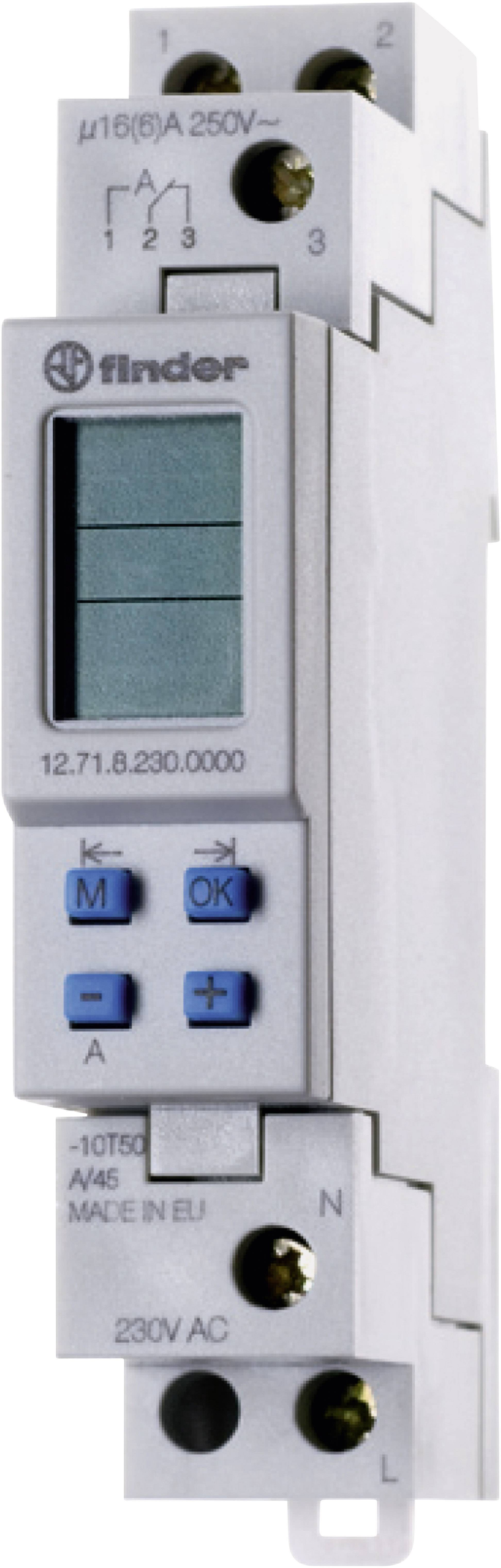 Finder 12.71.8.230.0000 Zeitschaltuhr für Hutschiene 230 V/AC Wochenprogramm