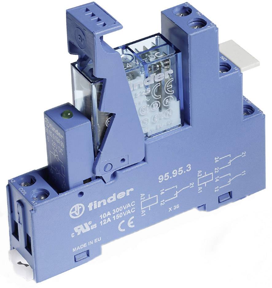 Finder 49.61.9.012.0050 Relaisbaustein Nennspannung: 12 V/DC Schaltstrom (max.): 16 A 1 Wechsler 1 St.