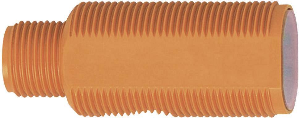 Ein orangefarbenes, zylinderförmiges Kunststoffteil mit gerippten Enden, verwendet in industriellen Anwendungen zur Verbindung von Rohren.