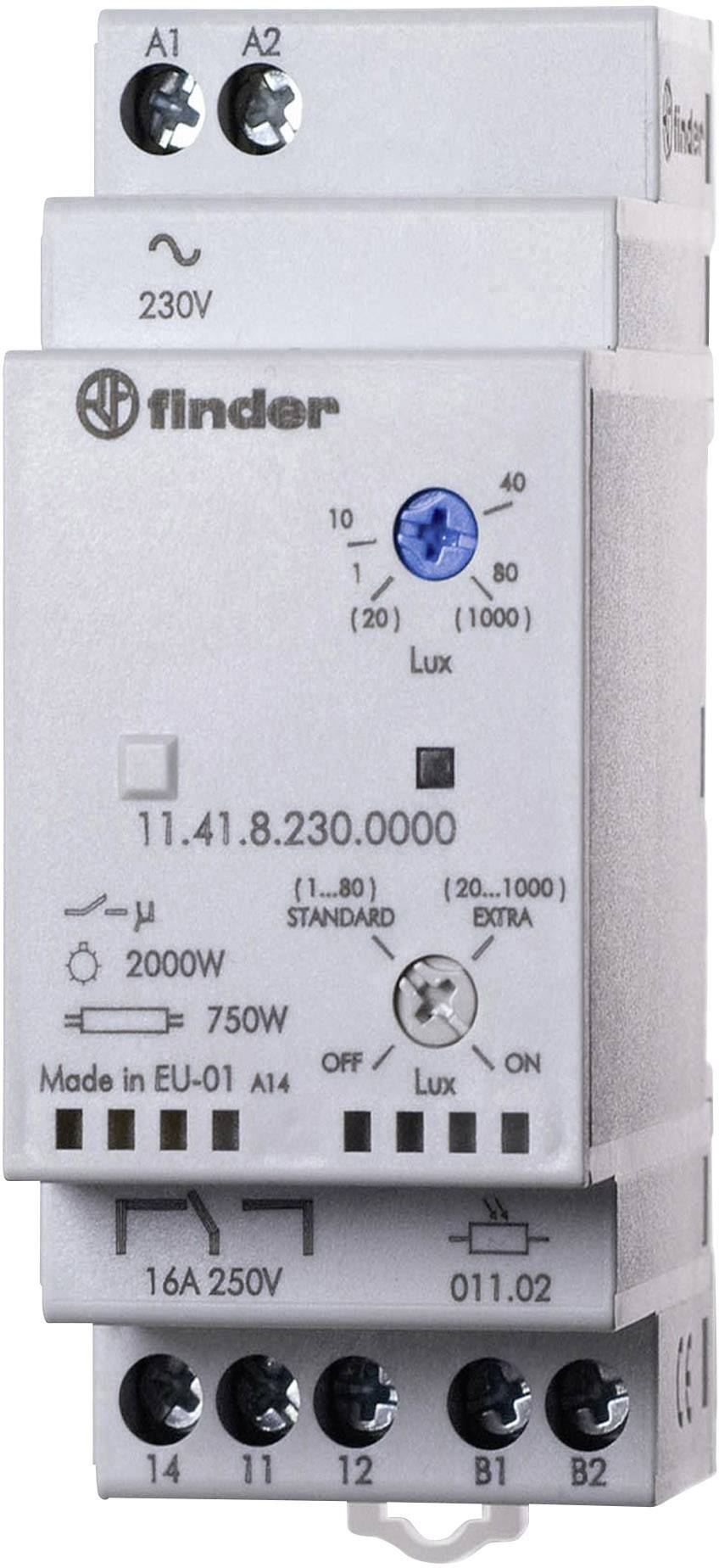 Finder Dämmerungsschalter 1 St. 11.41.8.230.0000 Betriebsspannung:230 V/AC Empfindlichkeit Licht: 1