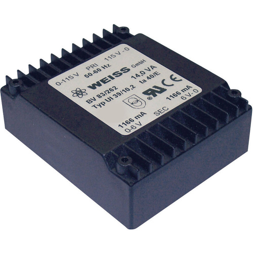 Weiss Elektrotechnik 83/262 Transformateur pour circuits imprimés 1 x 230 V 2 x 6 V/AC 14 VA 1167 mA