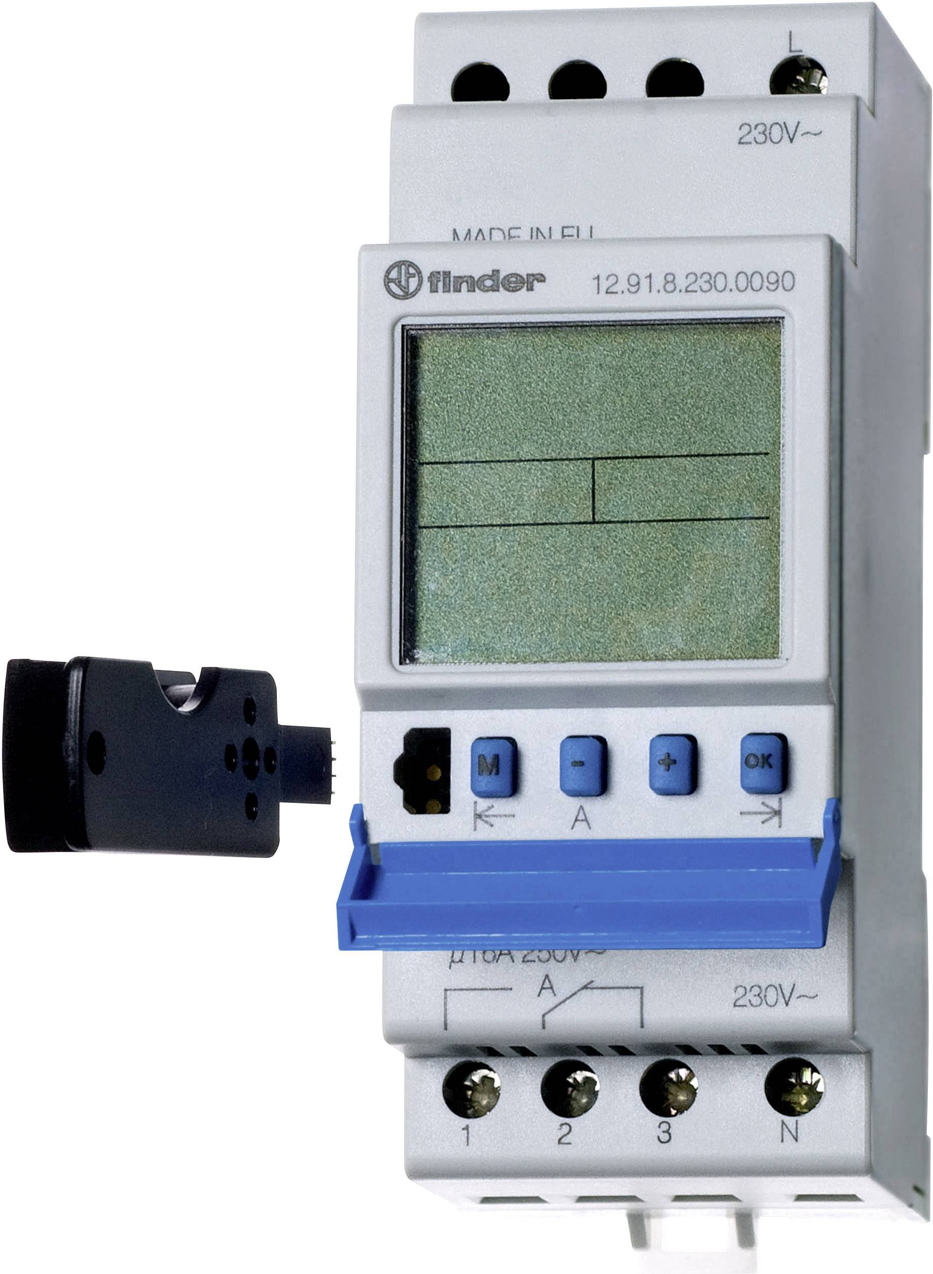 Finder 12.91.8.230.0090 Zeitschaltuhr für Hutschiene 230 V/AC Tagesprogramm