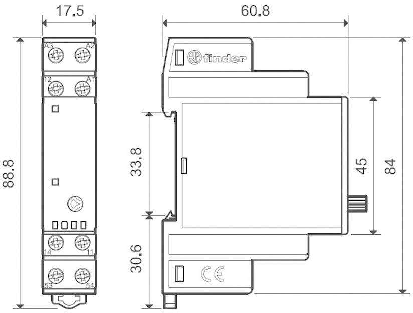 Finder 19.41.0.024.0000 Industrierelais Nennspannung: 24 V/DC, 24 V/AC Schaltstrom (max.): 5 A 1 Wechsler 1 St.