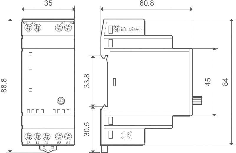 Finder 19.42.0.024.0000 Industrierelais Nennspannung: 24 V/DC, 24 V/AC Schaltstrom (max.): 10 A 2 Schließer 1 St.