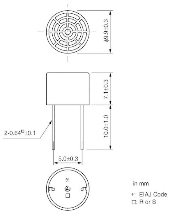 Murata MA40S4S Ultraschall-Sender 1 St. Reichweite (max.): 5m Frequenz (max.): 40kHz (Ø x H) 9.9mm x 7.1mm