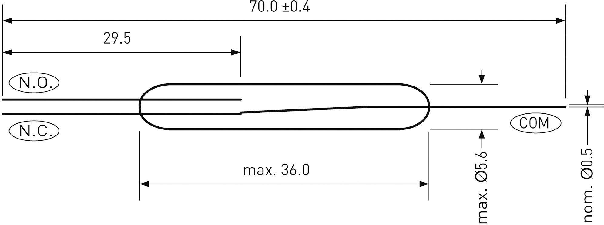 PIC PMC-3617 Reed-Kontakt 1 Wechsler 400 V/DC, 400 V/AC 1A 60W