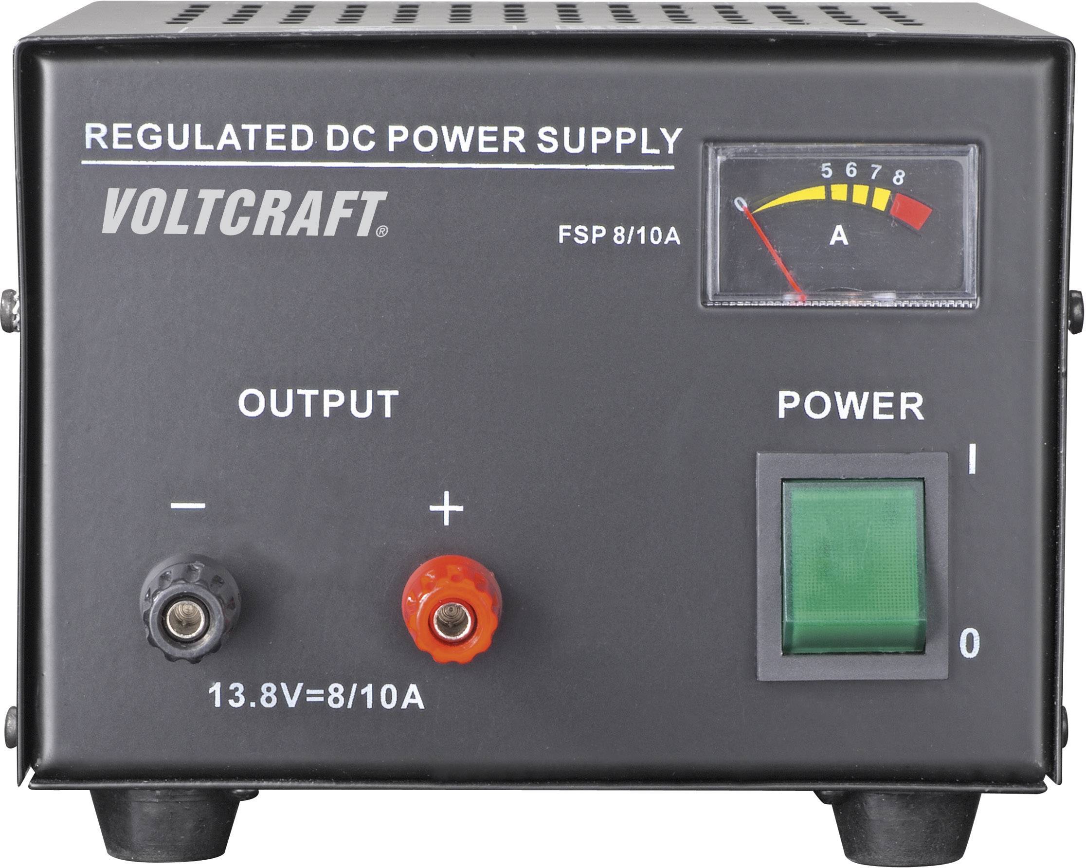 Gleichspannungsquelle mit Anzeige für Ampere, roten und schwarzen Klemmen für Ausgang, Kippschalter für Ein/Aus.