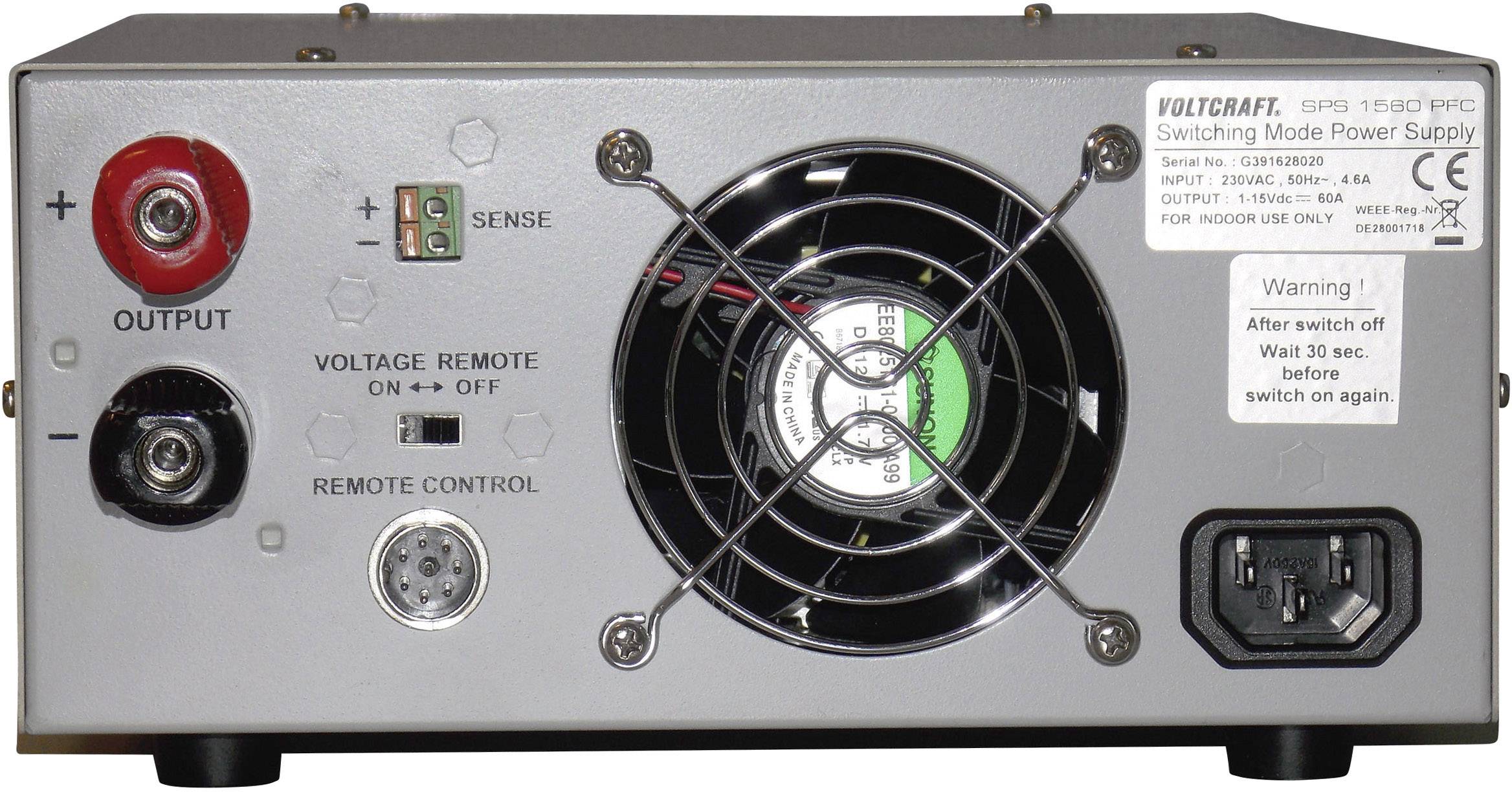 VOLTCRAFT SPS 1560PFC Labornetzgerät, einstellbar 1 - 15 V/DC 6 - 60A 900W Remote Anzahl Ausgänge 2 x