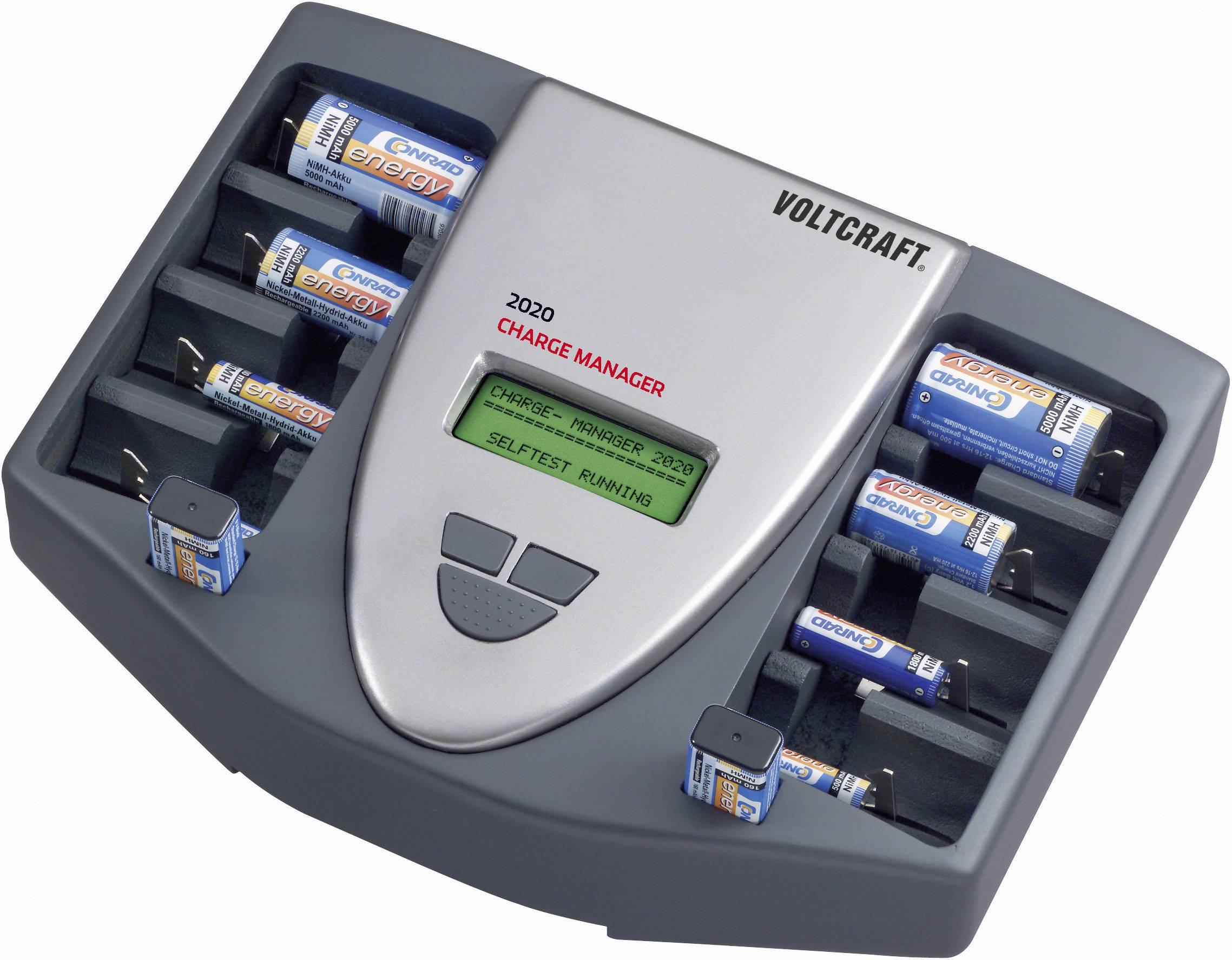 VOLTCRAFT Charge Manager CM2020 Rundzellen-Ladegerät NiCd, NiMH Micro (AAA), Mignon (AA), Baby (C), Mono (D), 9V Block