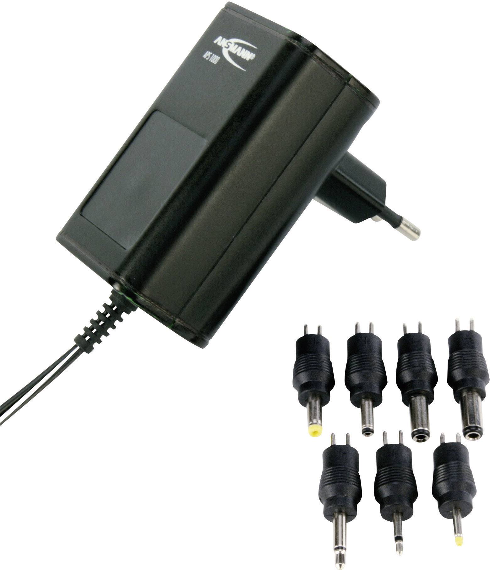 Ansmann 5111243-510 Steckernetzteil, einstellbar 3 V/DC, 4.5 V/DC, 5 V/DC, 6 V/DC, 7.5 V/DC, 9 V/DC, 12 V/DC 1000 mA 12 W