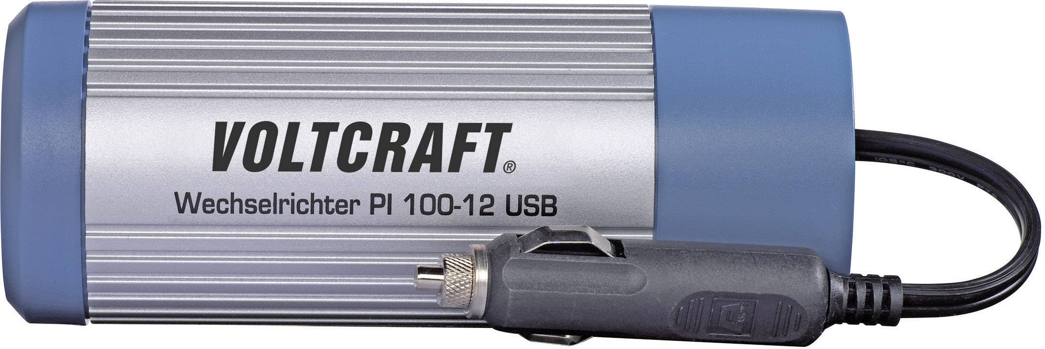 VOLTCRAFT Wechselrichter PI 100-12 USB 100W 12 V/DC - 230 V/AC, 5 V/DC Dosenform für Getränkehalter, Lüfterlos