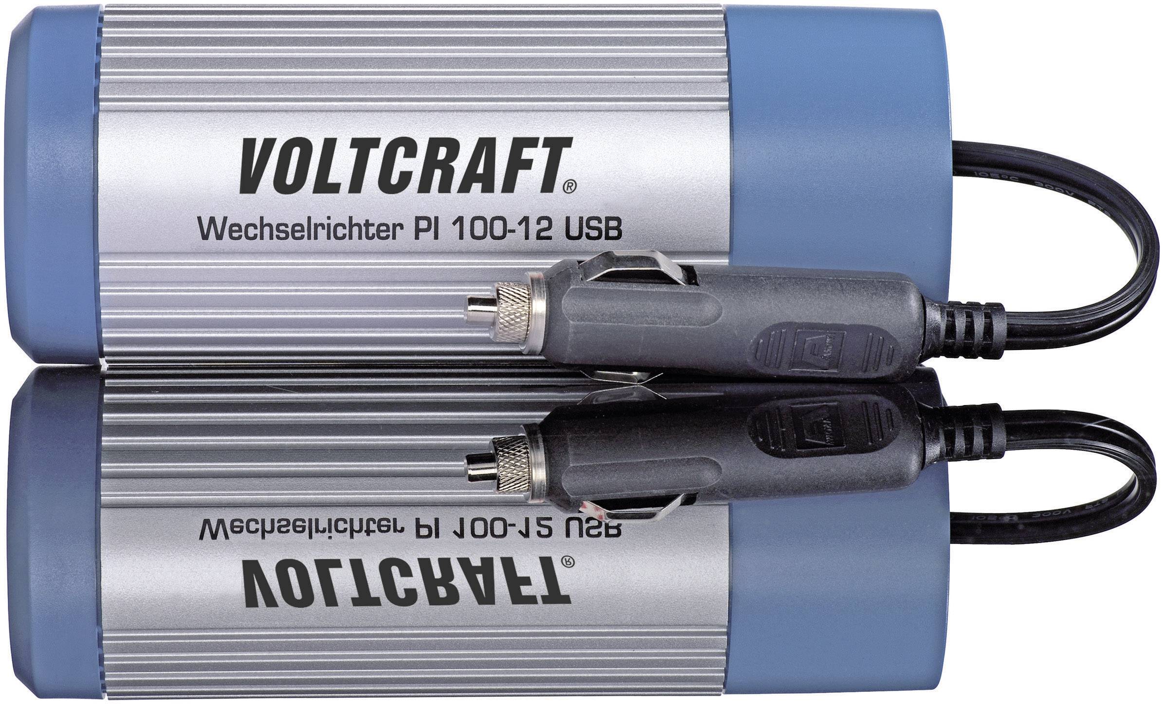 VOLTCRAFT Wechselrichter PI 100-12 USB 100W 12 V/DC - 230 V/AC, 5 V/DC Dosenform für Getränkehalter, Lüfterlos