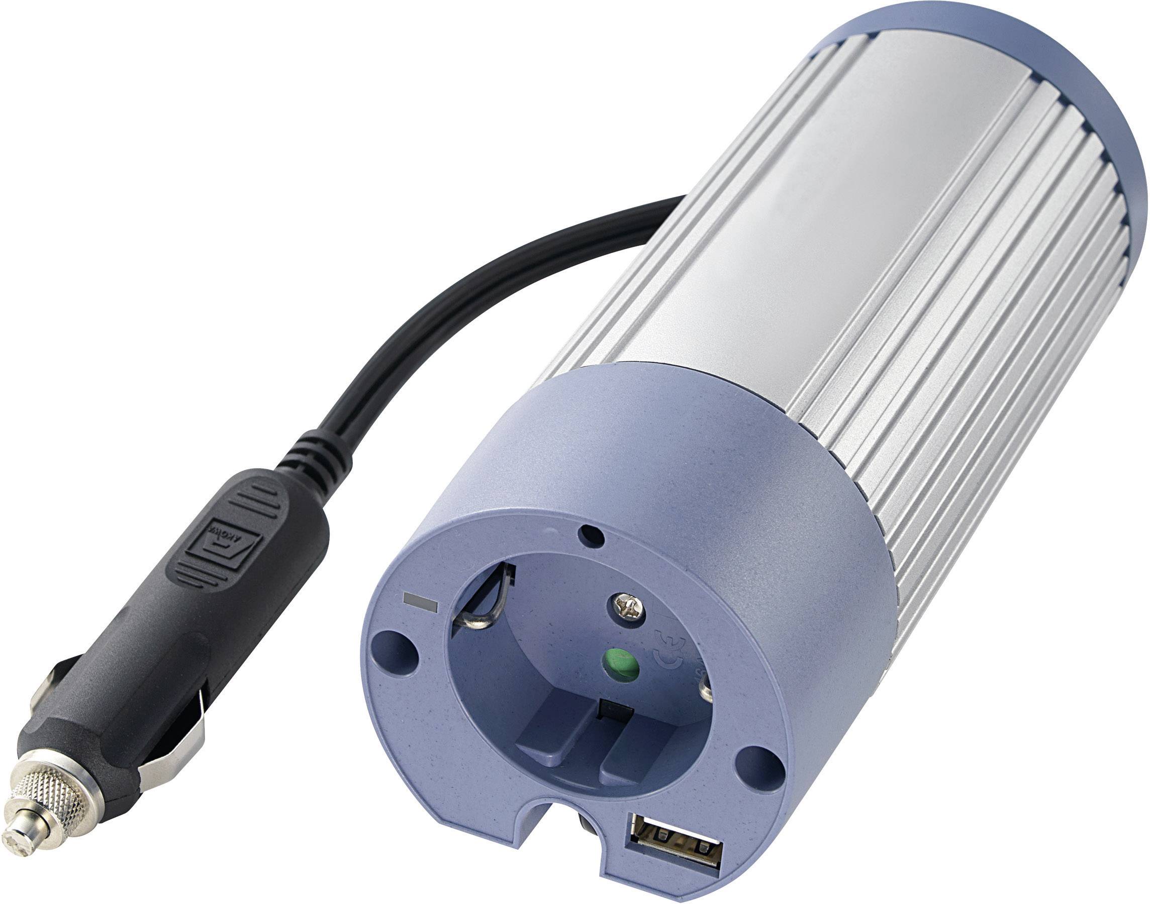 VOLTCRAFT Wechselrichter PI 100-12 USB 100W 12 V/DC - 230 V/AC, 5 V/DC Dosenform für Getränkehalter, Lüfterlos