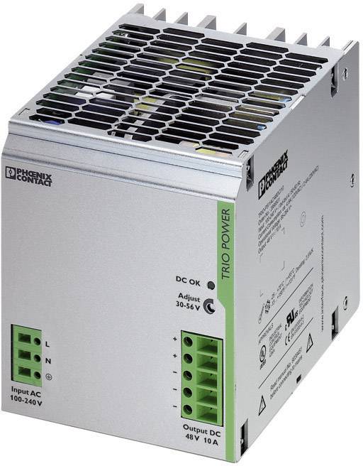 Industrie-Netzteil von Phoenix Contact, Modell Trio Power. Bietet Ausgang von 48V, 10A. Eingangsspannung von 100-240V AC.