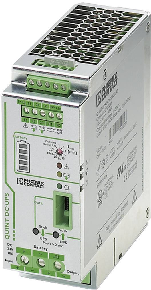 Industrielles Netzteilgerät mit 24 V DC-Ausgangsspannung. Zeigt Anschlüsse und Status-LEDs. Markenlogo auf Gehäuse sichtbar.