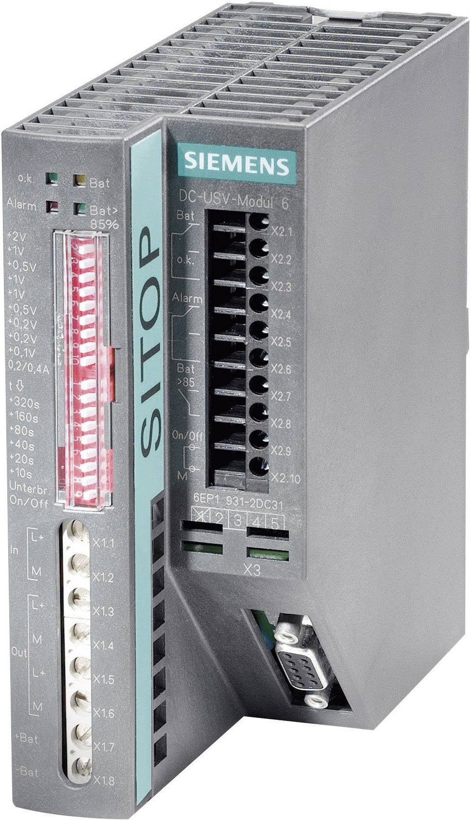 Ein Siemens SITOP Stromversorgungsmodul mit mehreren Anschlüssen und LED-Anzeigen.