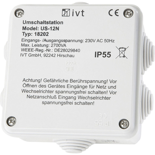 IVT Umschaltstation US-12N 2760 VA 18202 130mm x 130mm x 60mm Passend für Modell (Wechselrichter):Universal