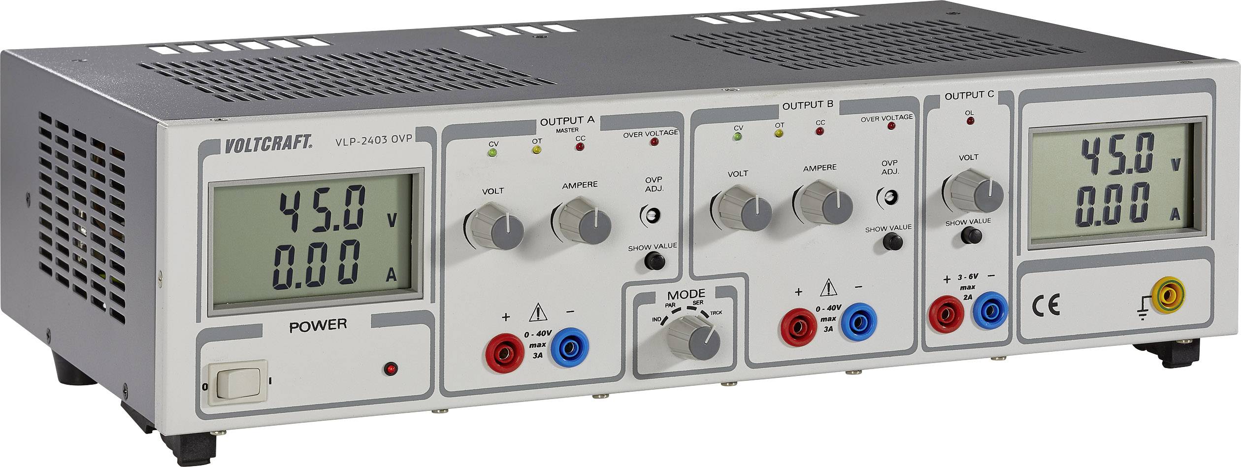 VOLTCRAFT VLP 2403 OVP Labornetzgerät, einstellbar 0 - 40 V/DC 0 - 3A 252W OVP Anzahl Ausgänge 3 x