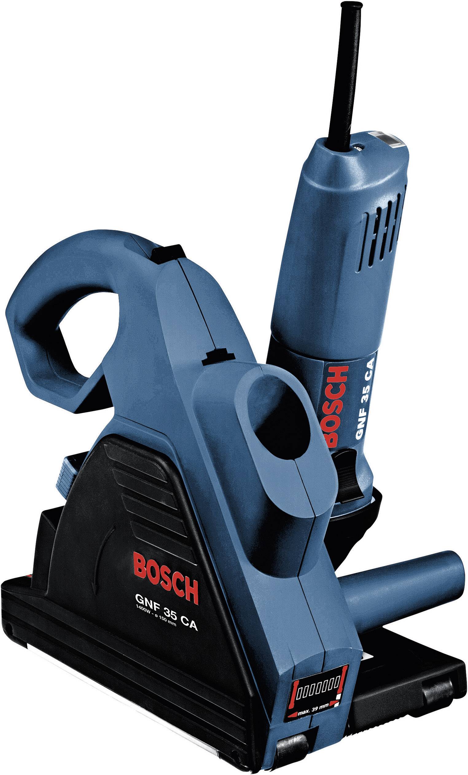 'Bosch GNF 35 CA' Wandschneider in Blau mit rotem Logo. Gerät mit ergonomischem Griff und geschlossener Struktur für präzise Wandarbeiten.