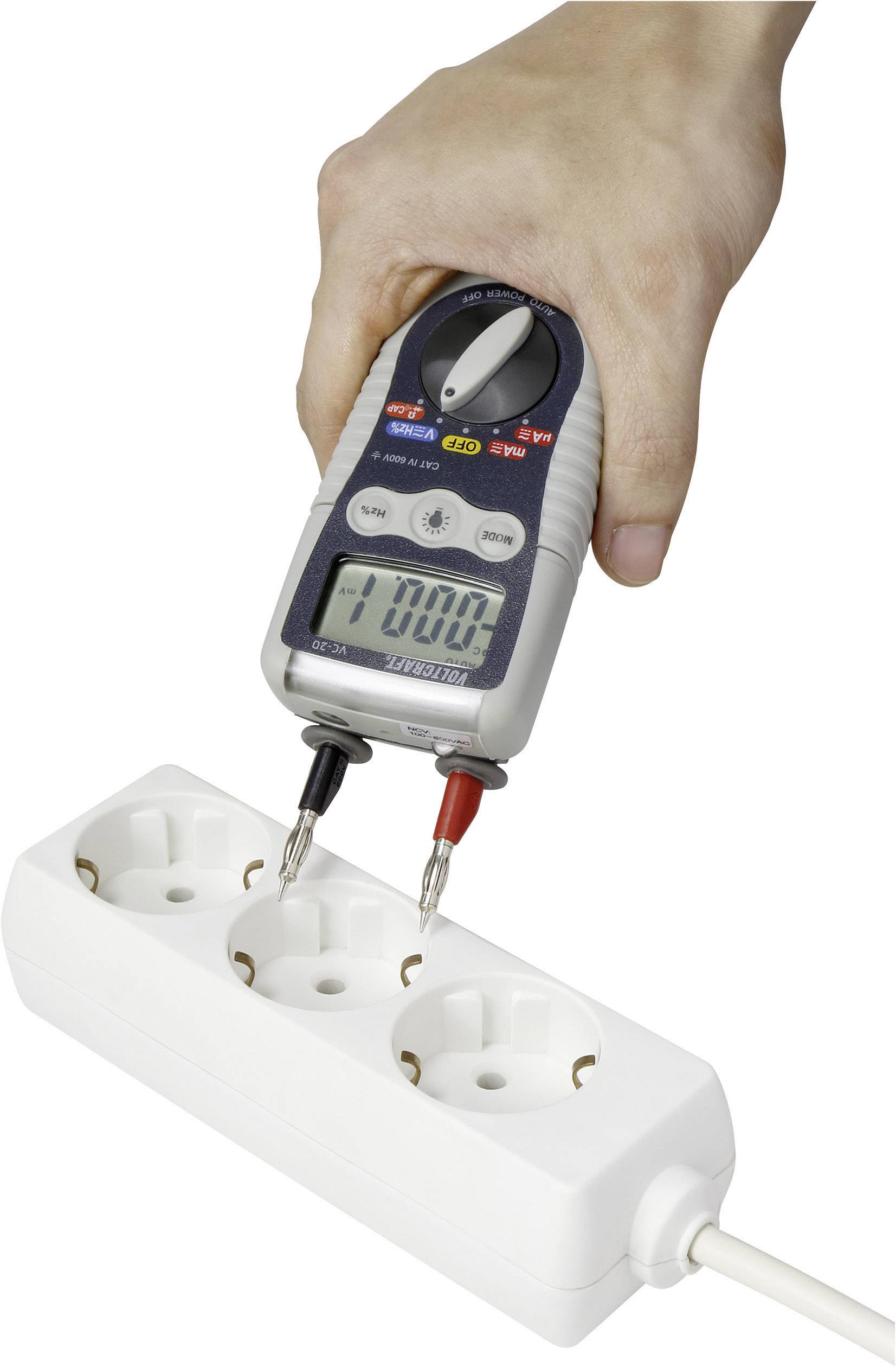 VOLTCRAFT VC-20 Hand-Multimeter digital Spritzwassergeschützt (IP54) CAT III 1000 V, CAT IV 600V Anzeige (Counts): 4000