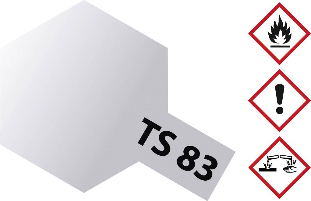 Achtung! Das Bild zeigt drei Piktogramme: eine Flamme, ein Ausrufezeichen und eine Flüssigkeit, die Hände angreift. Text: 'TS 83'.