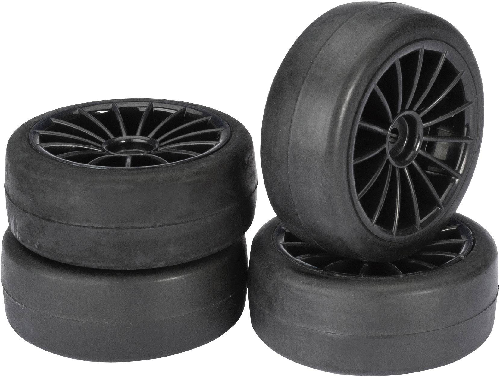 Absima 1:10 Straßenmodell Kompletträder Slick 20-Speichen Schwarz 4 St.