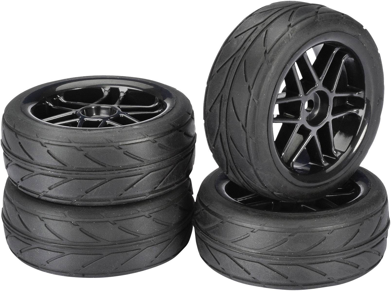 Absima 1:10 Straßenmodell Kompletträder V2 6-Speichen Schwarz 4 St.