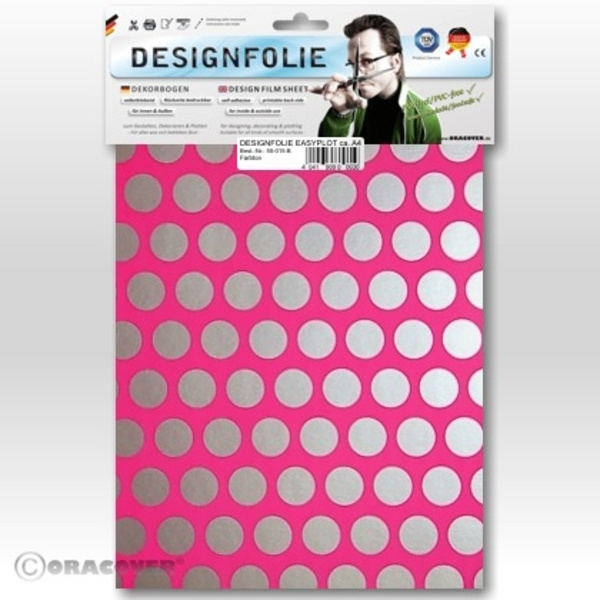 Oracover 90-014-091-B Designfolie Easyplot Fun 1 (L x B) 300mm x 208mm Neon-Pink-Silber (fluoreszierend)