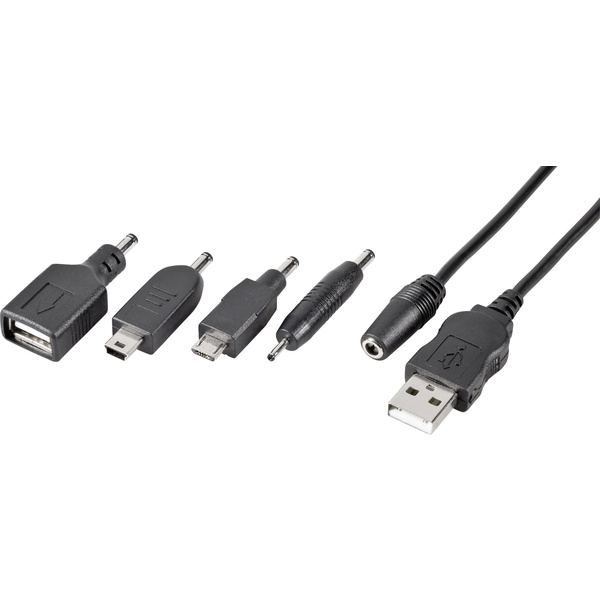 VOLTCRAFT Handy Adapterkabel [1x USB 2.0 Stecker A - 5x USB 2.0 Buchse A, Mini-A-USB-Stecker, Micro-USB-Stecker] 1.00 m