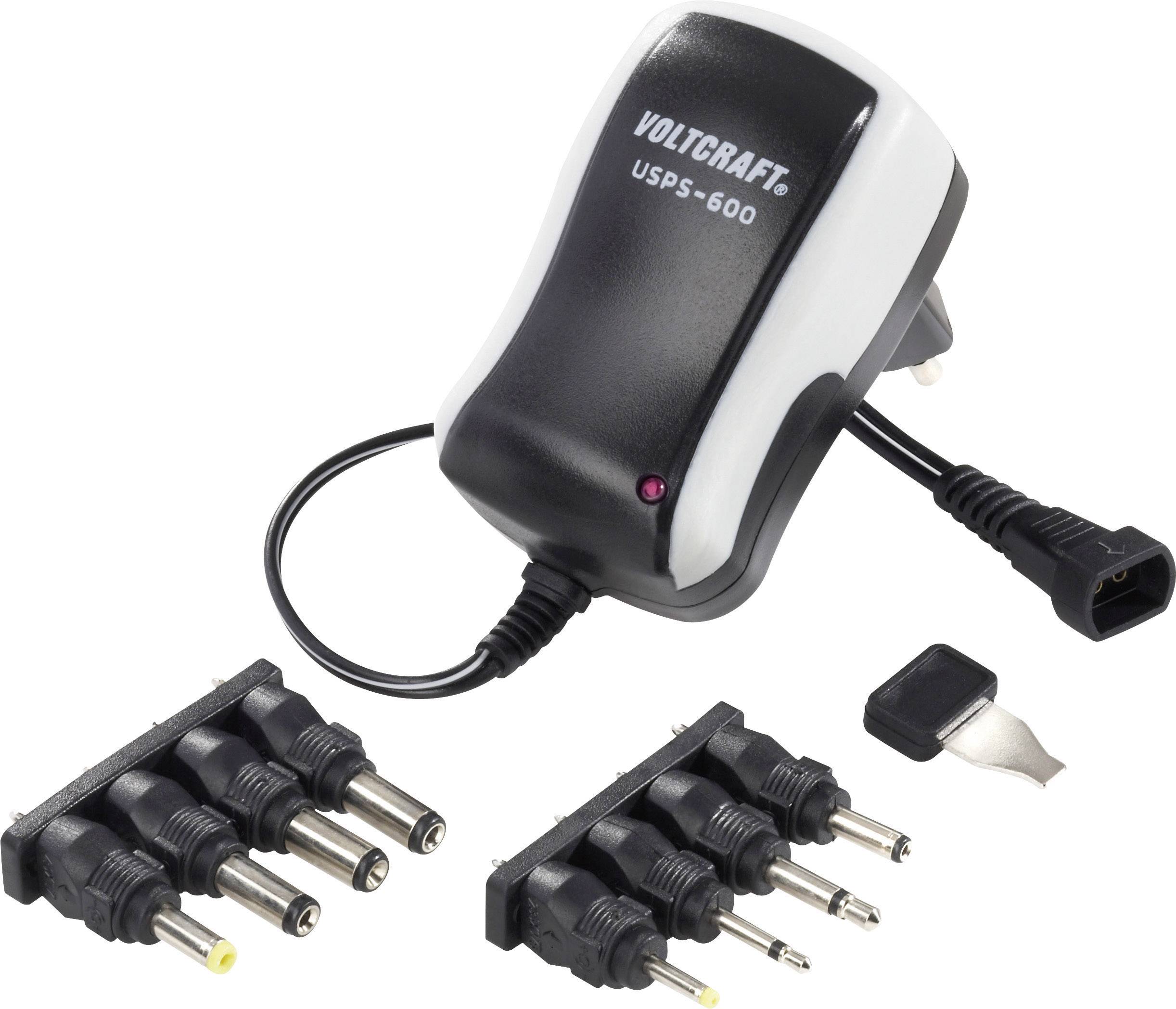 VOLTCRAFT USPS-600 Steckernetzteil, einstellbar 3 V/DC, 4.5 V/DC, 5 V/DC, 6 V/DC, 7.5 V/DC, 9 V/DC