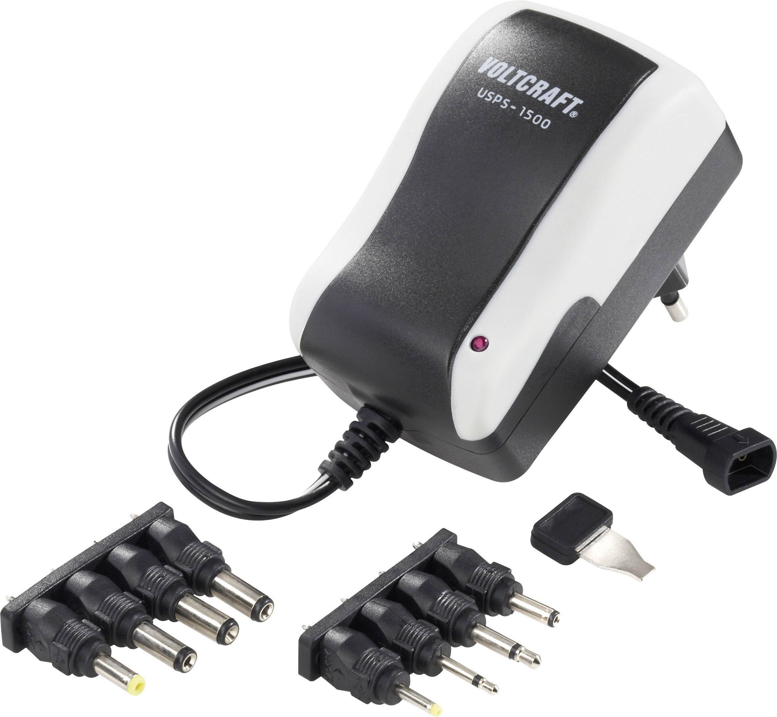 VOLTCRAFT USPS-1500 Steckernetzteil, einstellbar 3 V/DC, 4.5 V/DC, 5 V/DC, 6 V/DC, 7.5 V/DC, 9 V/DC, 12 V/DC 1500mA 18W