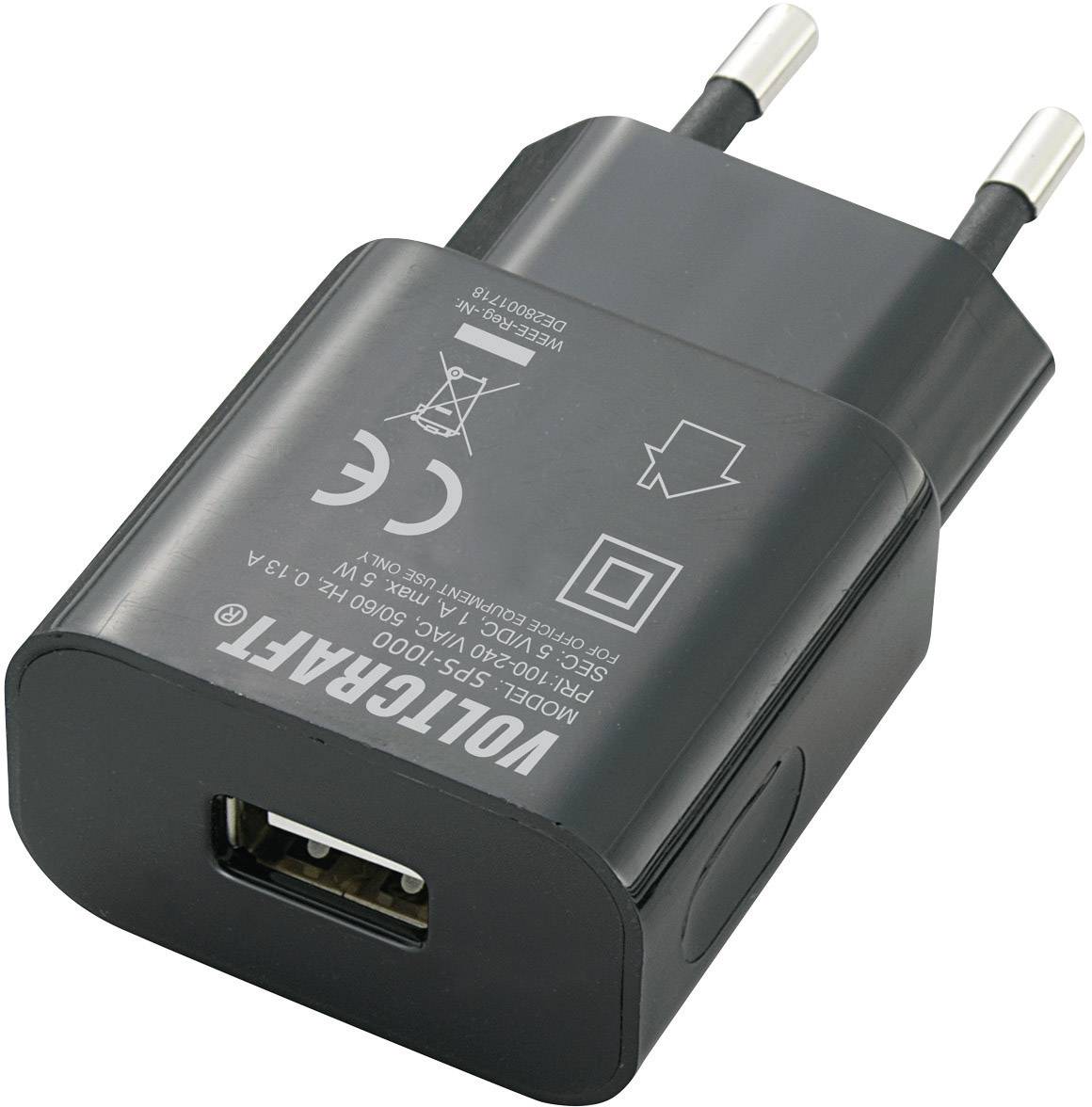 VOLTCRAFT SPS-1000 USB SPS-1000 USB USB-Ladegerät Steckdose Ausgangsstrom (max.) 1000mA 1 x USB