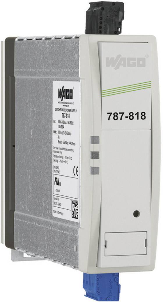 Ein graues elektronisches Modul von WAGO mit Modellnummer '787-818', verwendet zur Stromversorgung in industriellen Anwendungen.