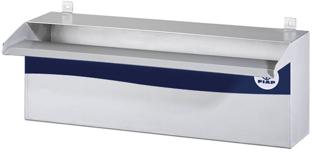 Metall-Futtertrog mit blauer Dekoration und PIAP-Logo, zur Wandmontage geeignet.