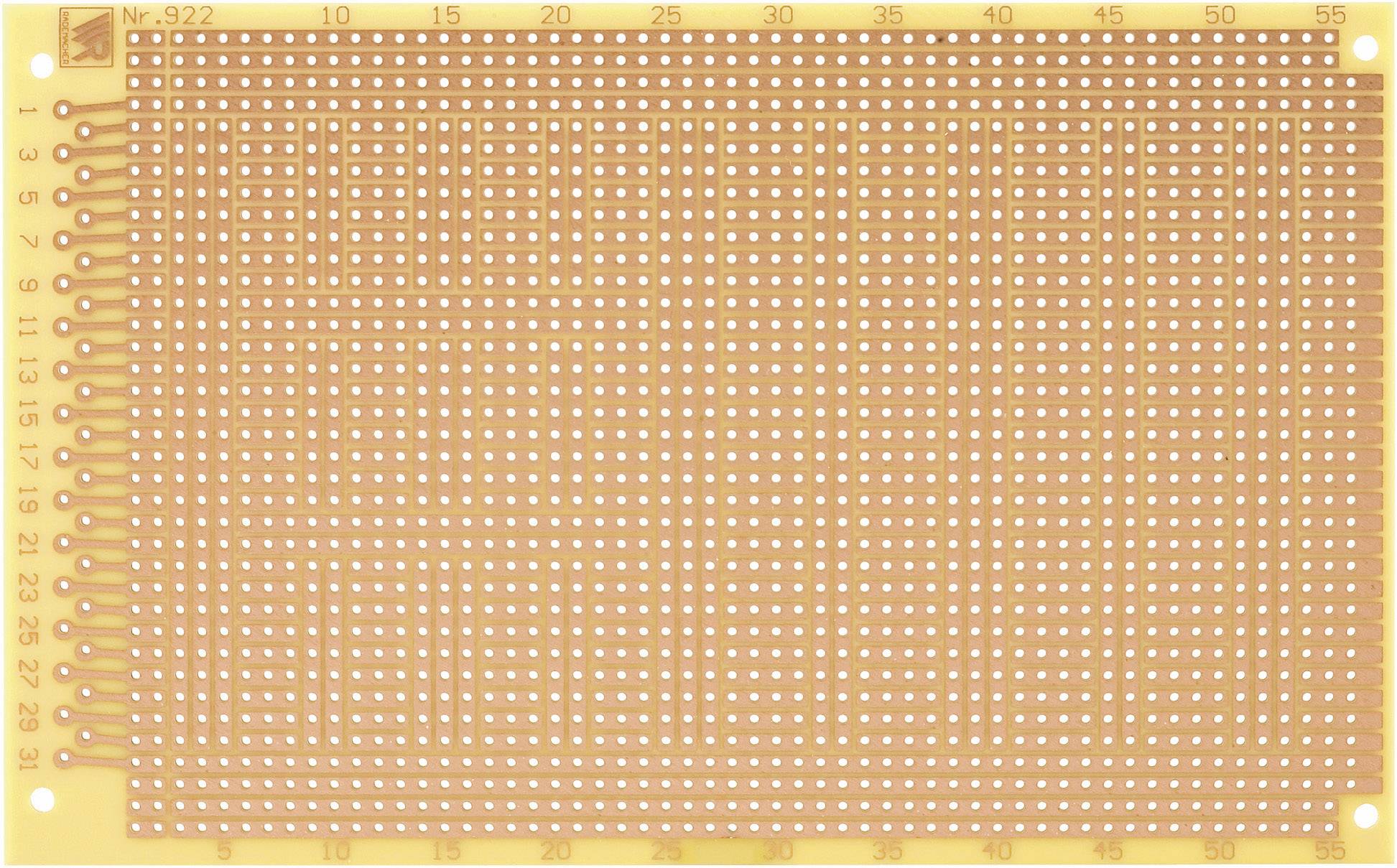 Rademacher WR-Typ 922 Experimentierplatine Hartpapier (L x B) 160 mm x 100 mm 35 µm Rastermaß 2.54 mm Inhalt 1 St.