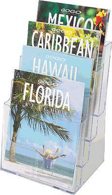 Tischprospekthalter A4 4 Fächer transparent