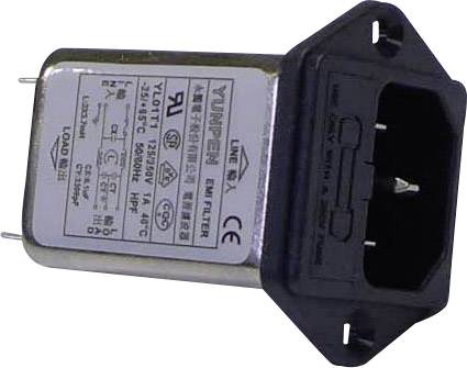 Yunpen YL01T1 Netzfilter mit Kaltgerätebuchse, mit Sicherung 250 V/AC 1A 3.7 mH (L x B x H) 60 x 45 x 33.5mm 1St.