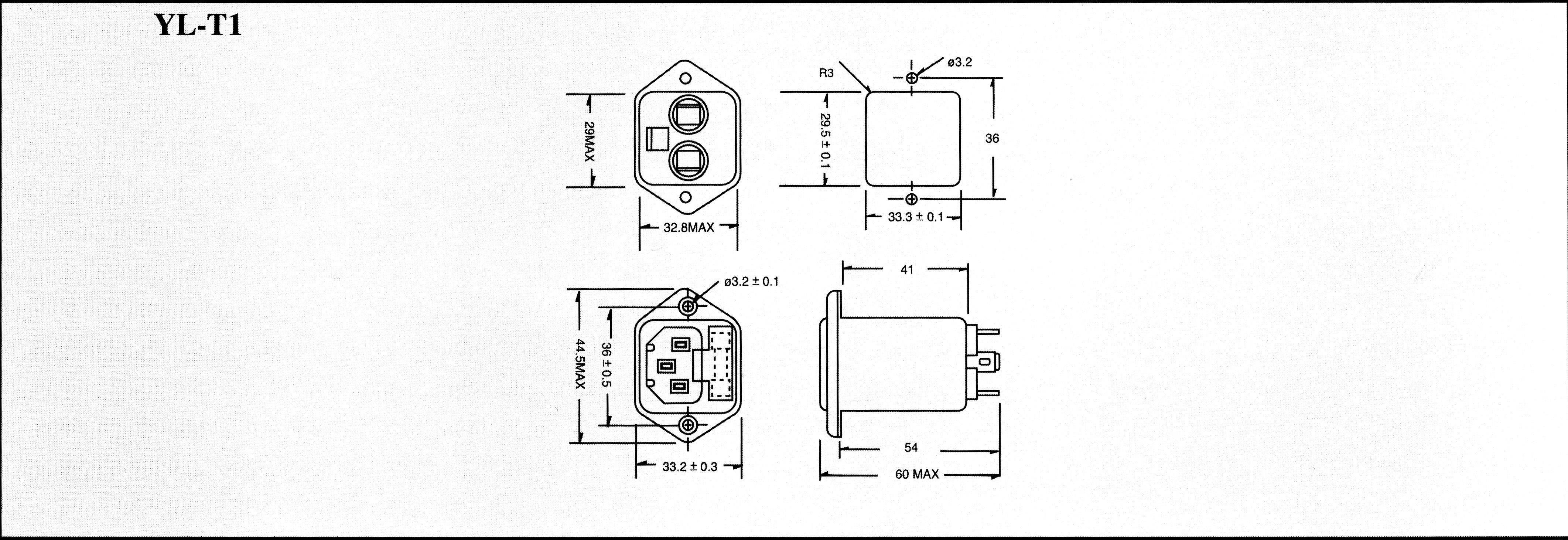 Yunpen 521486 YL06T1 Netzfilter mit Kaltgerätebuchse, mit Sicherung 250 V/AC 6 A 0.7 mH (L x B x H) 60 x 45 x 33.5 mm 1 St.