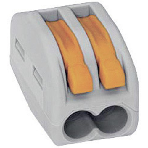 WAGO 222-412-50 222 Connector clip flexible: 0.08-4 mm² fixed: 0.08-2.5 mm² Number of pins (num): 2 50 pc(s) Grey, Orange