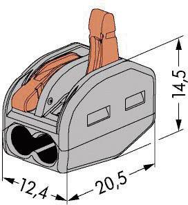 WAGO 222-412-1 222 Verbindungsklemme flexibel: 0.08-4 mm² starr: 0.08-2.5 mm² Polzahl: 2 Grau