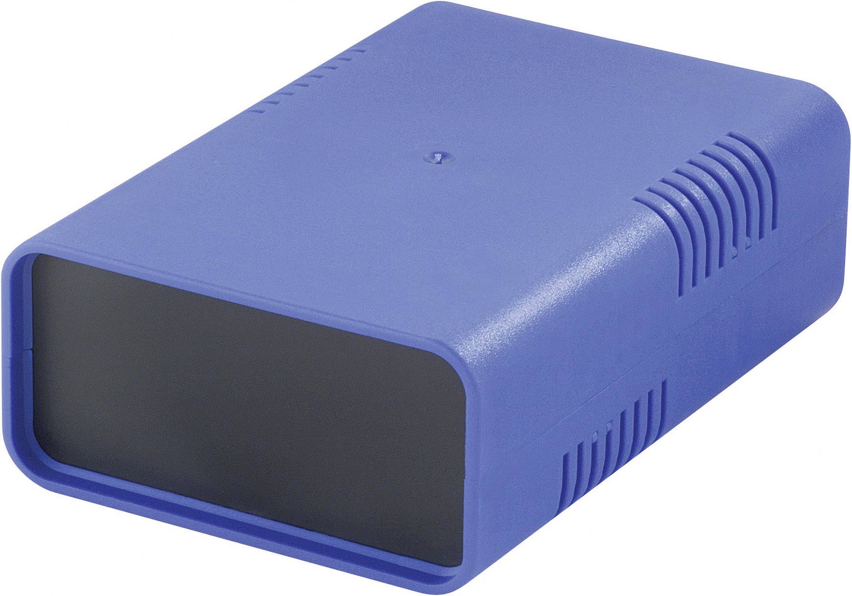 Blaues externes Festplattengehäuse mit schwarzer Front.