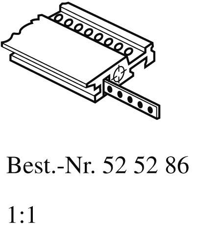 Technische Zeichnung eines rechteckigen Verbindungselements mit Löchern, Bestellnummer '52 52 86', Maßstab 1:1.
