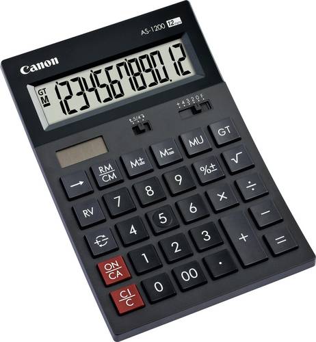 Canon AS-1200 Tischrechner Schwarz Display (Stellen): 12 solarbetrieben, batteriebetrieben (B x H x
